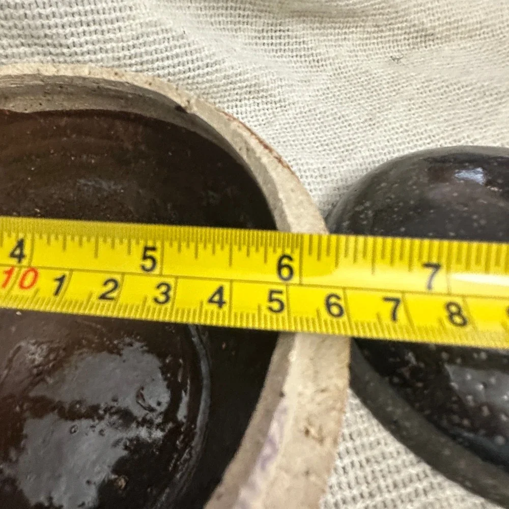 Vintage Asian Brown Glaze Stoneware Lidded Pot Jar Dark Wabi Sabi Japandi 6.5